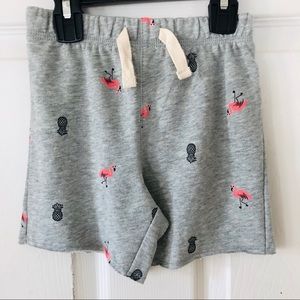 NWOT grey flamingo & pineapple draw string comfy cozy summer shorts size 2T